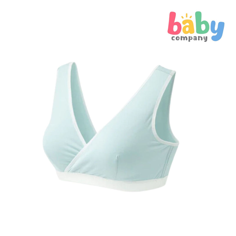 Mamaway Antibacterial Crossover Sleeping & Nursing Bra with Pads, Blue