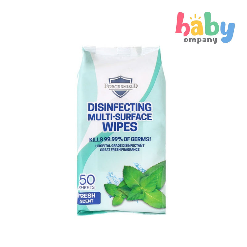 Force Shield Disinfecting Multi-Surface Wipes Fresh Mint - 50 sheets x 3 Packs