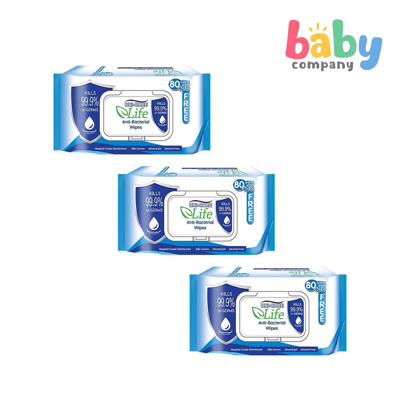 Uni-care Life 2+1 Antibacterial Wipes - 90 sheets