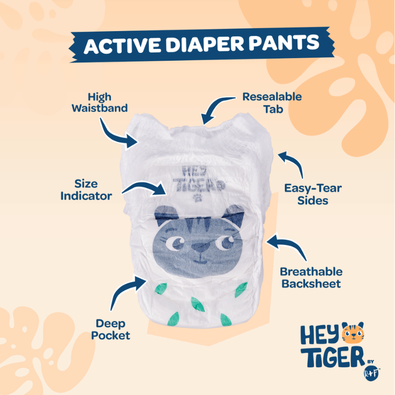 Hey Tiger Active Diaper Pants, Convenience Pack - Xxl, 10 pads