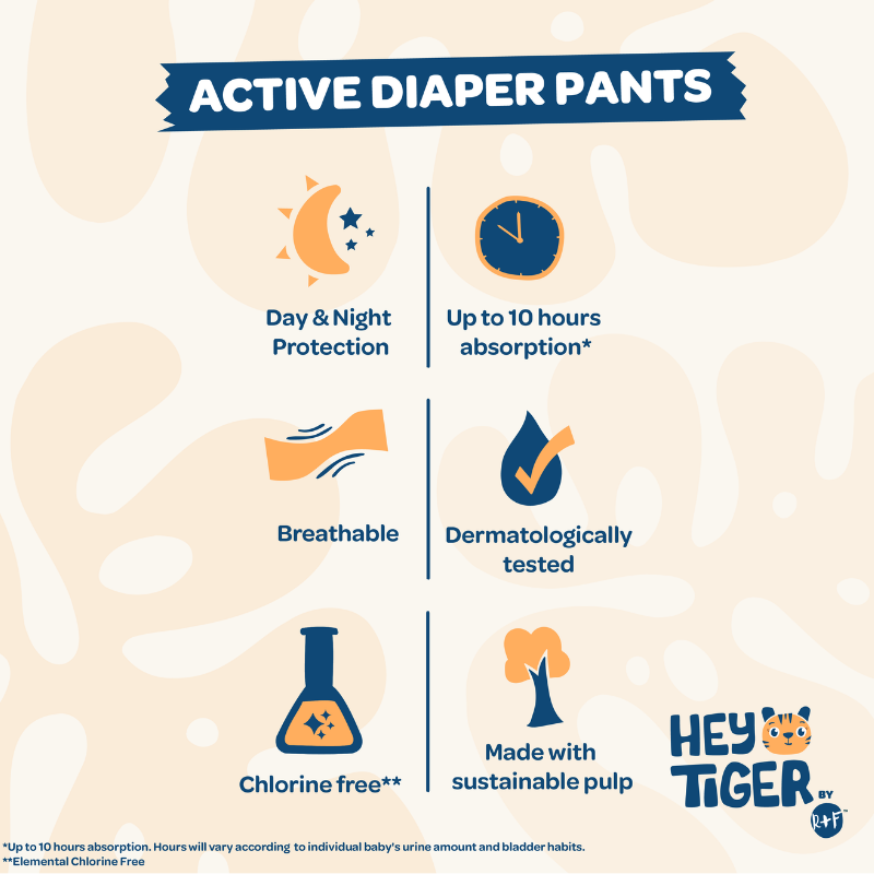 Hey Tiger Active Diaper Pants, Convenience Pack - Xxl, 10 pads