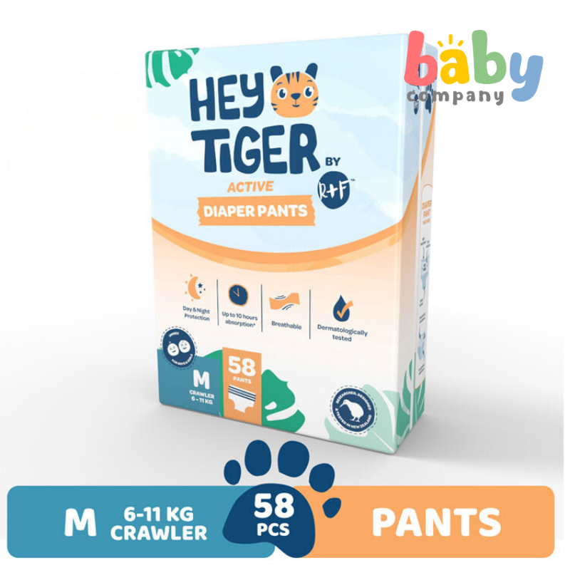 Hey Tiger Active Diaper Pants, Jumbo Pack - Medium, 58 pads