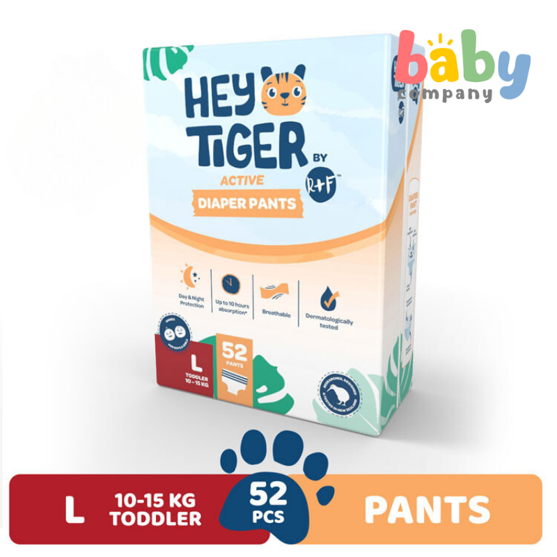 Hey Tiger Active Diaper Pants, Jumbo Pack - Large, 52 pads