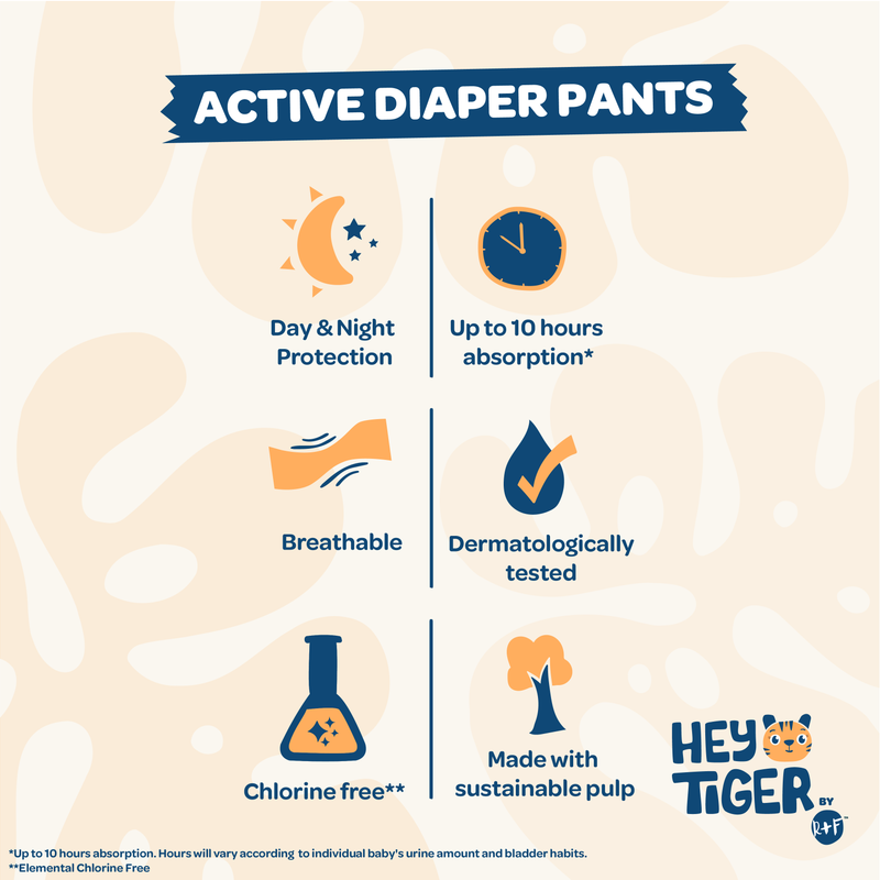 Hey Tiger Active Diaper Pants, Jumbo Pack - XL, 46 pads