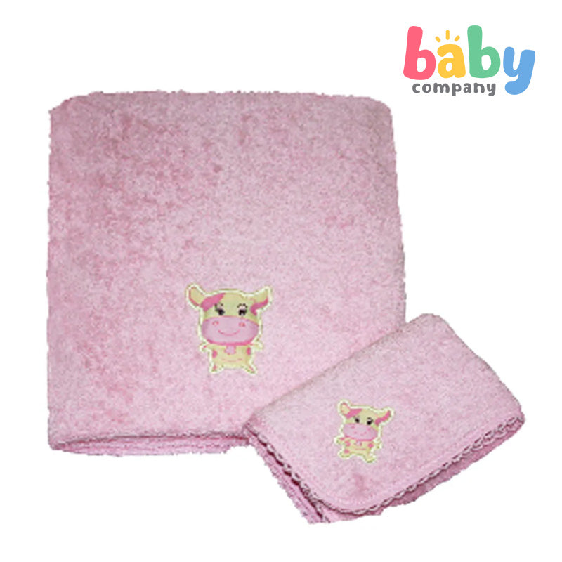 Baby Martel Bath Towel Ms. Moo - Powder Pink