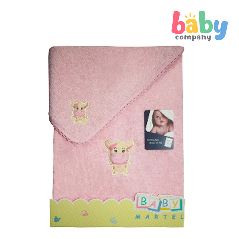 Baby Martel Bath Towel Ms. Moo - Powder Pink