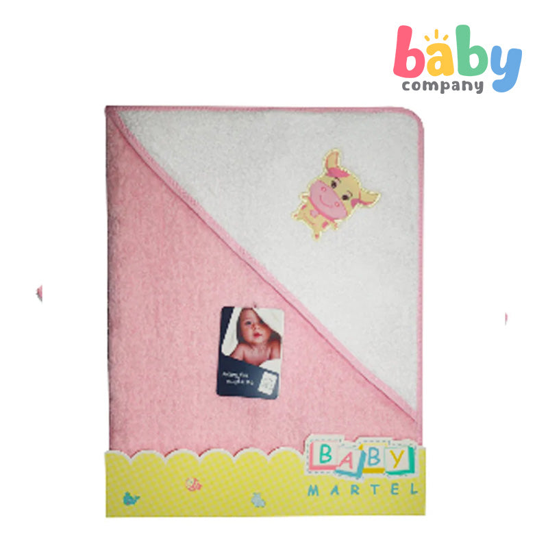 Baby Martel Hooded Towel Ms. Moo - Powder Pink