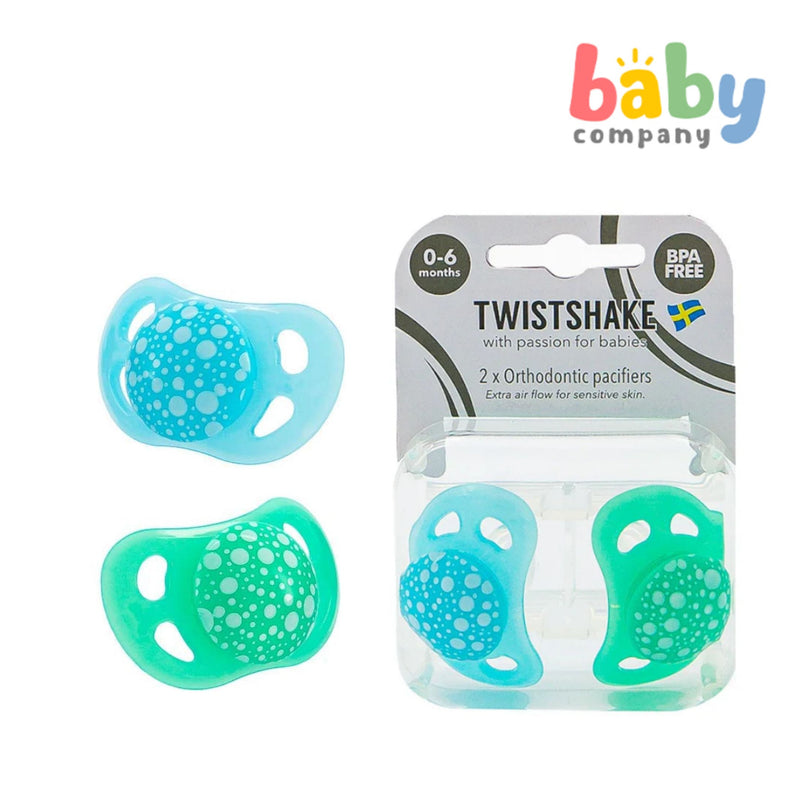 Twistshake Pacifier 0-6m 2pc/pk Pastel Blue Green