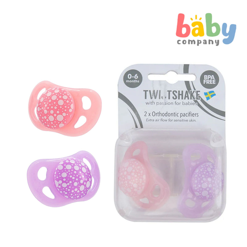 Twistshake Pacifier 0-6m 2pc/pk Pastel Pink Purple