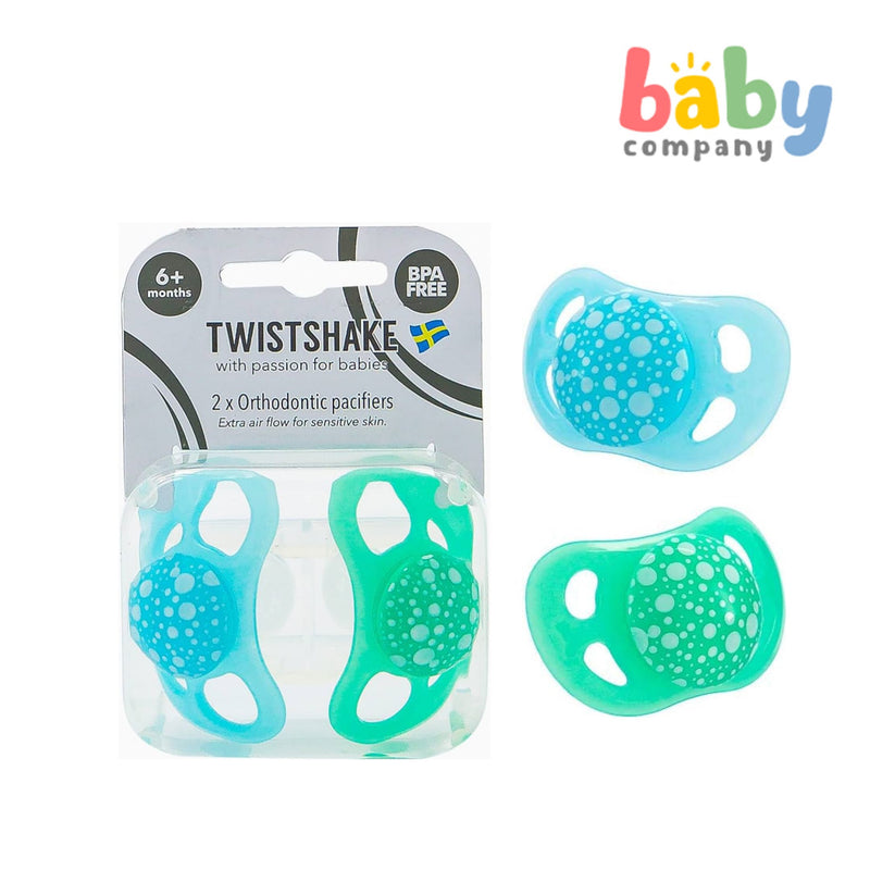 Twistshake Pacifier 6+m 2pc/pk Pastel Blue Green