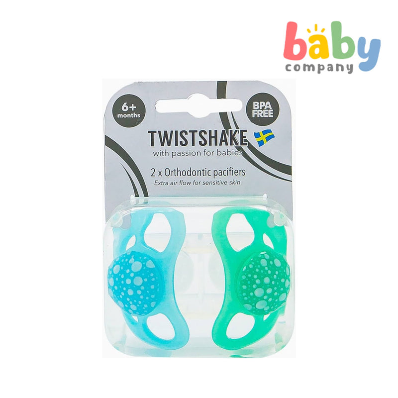 Twistshake Pacifier 6+m 2pc/pk Pastel Blue Green