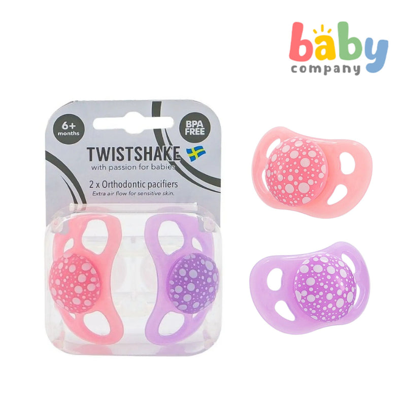 Twistshake Pacifier 6+m 2pc/pk Pastel Pink Purple