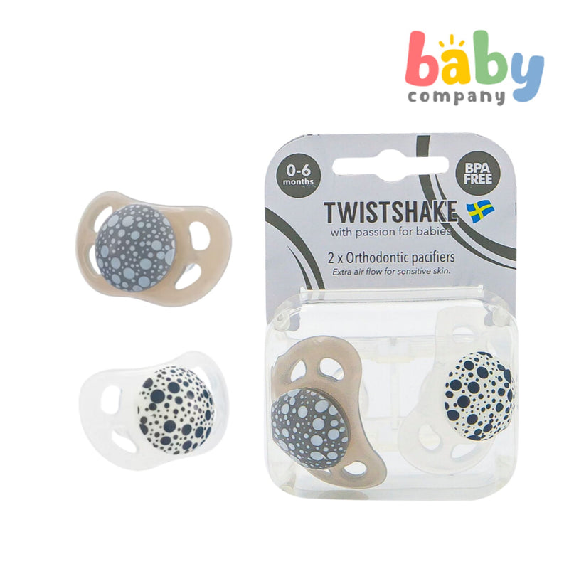 Twistshake Pacifier 0-6m 2pc/pk Pastel Grey White