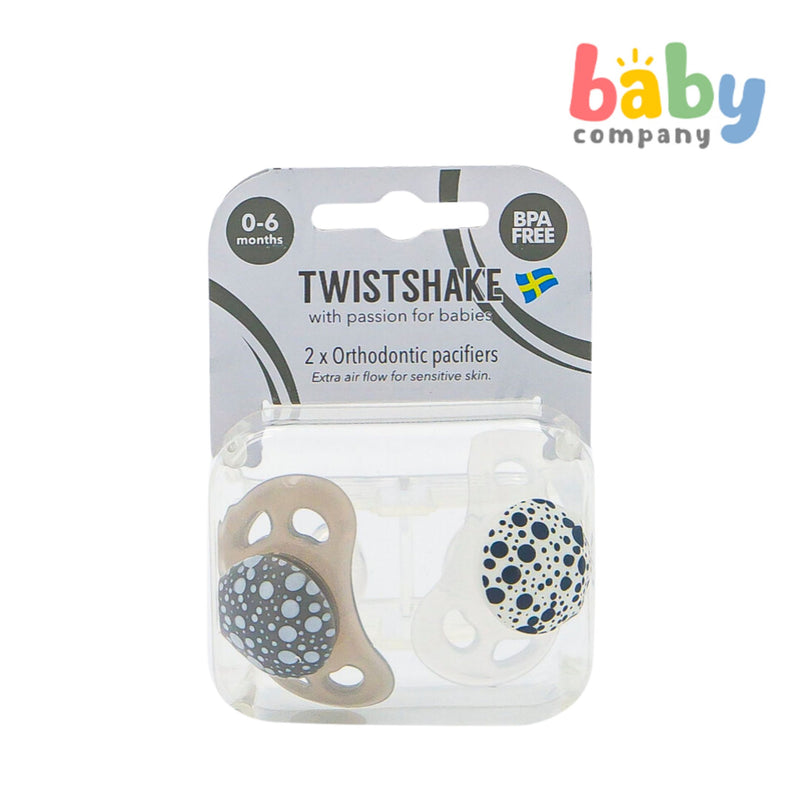 Twistshake Pacifier 0-6m 2pc/pk Pastel Grey White