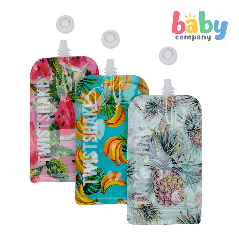 Twistshake Squeeze Bag 3pcs/pk 220ml - Fruit Design