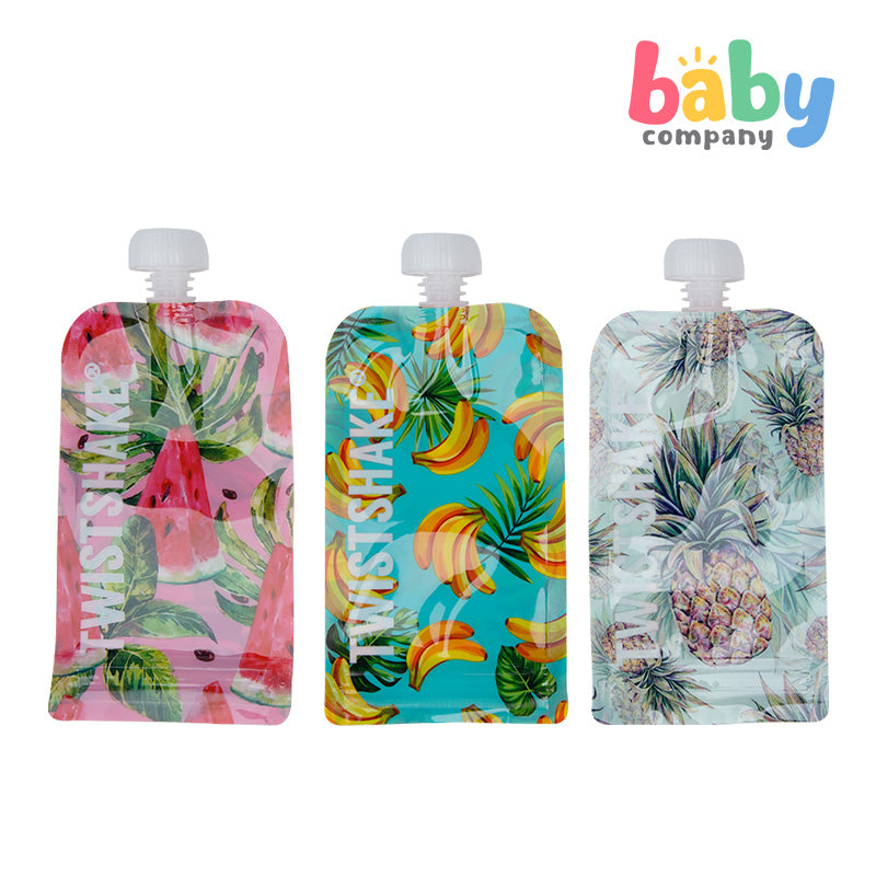 Twistshake Squeeze Bag 3pcs/pk 220ml - Fruit Design