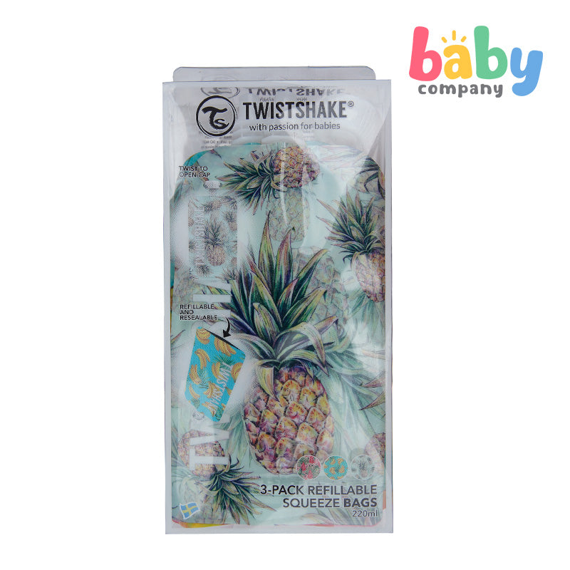 Twistshake Squeeze Bag 3pcs/pk 220ml - Fruit Design