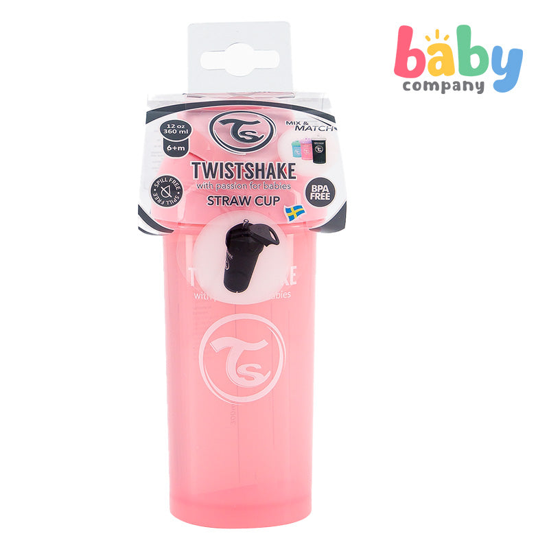 Twistshake Straw Cup 360ml 6+m - Pastel Pink