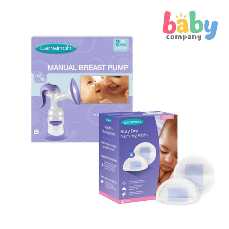 Lansinoh Manual Breast Pump + FREE 24-Piece Disposable Nursing Pads