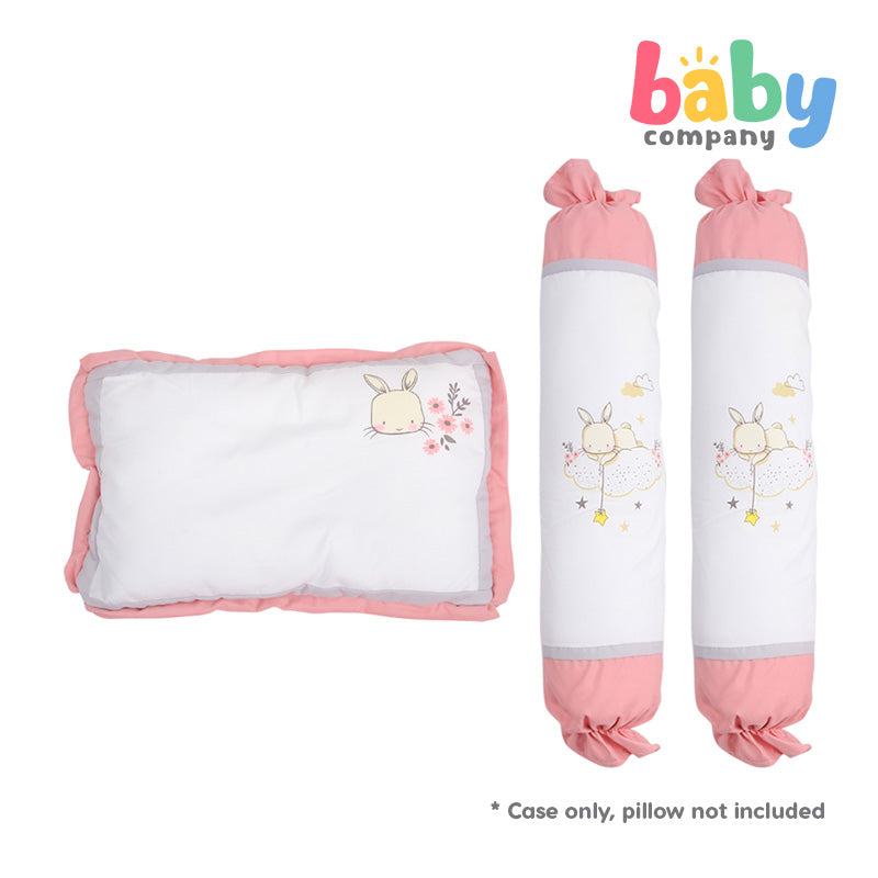 Quilted Giraffe Pillow and Bolster Case - Pink Bunny