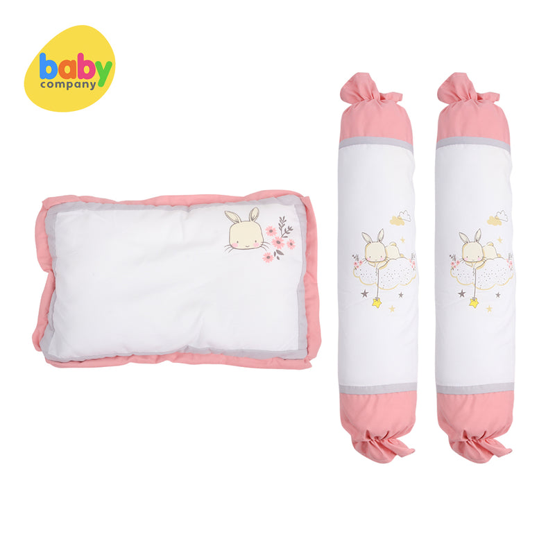 Quilted Giraffe Pillow and Bolster Case - Pink Bunny
