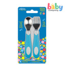 Dr. Brown's Soft Grip Spoon N Fork Set- Blue/ Grey
