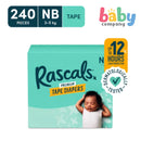Rascals Diapers Tape Jumbo Box - Newborn, 240 pads