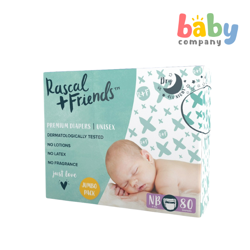 Rascal + Friends Diapers Tape Jumbo Pack - Newborn, 80 pads