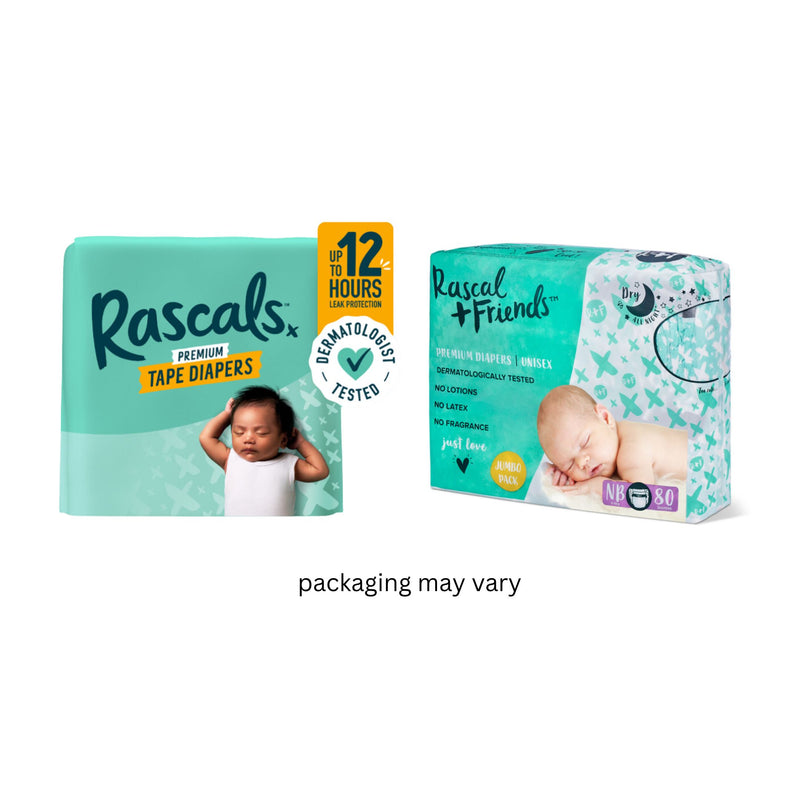 Rascal + Friends Diapers Tape Jumbo Pack - Newborn, 80 pads