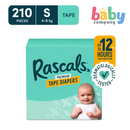 Rascals Diapers Tape Jumbo Box - Small,  210 pads