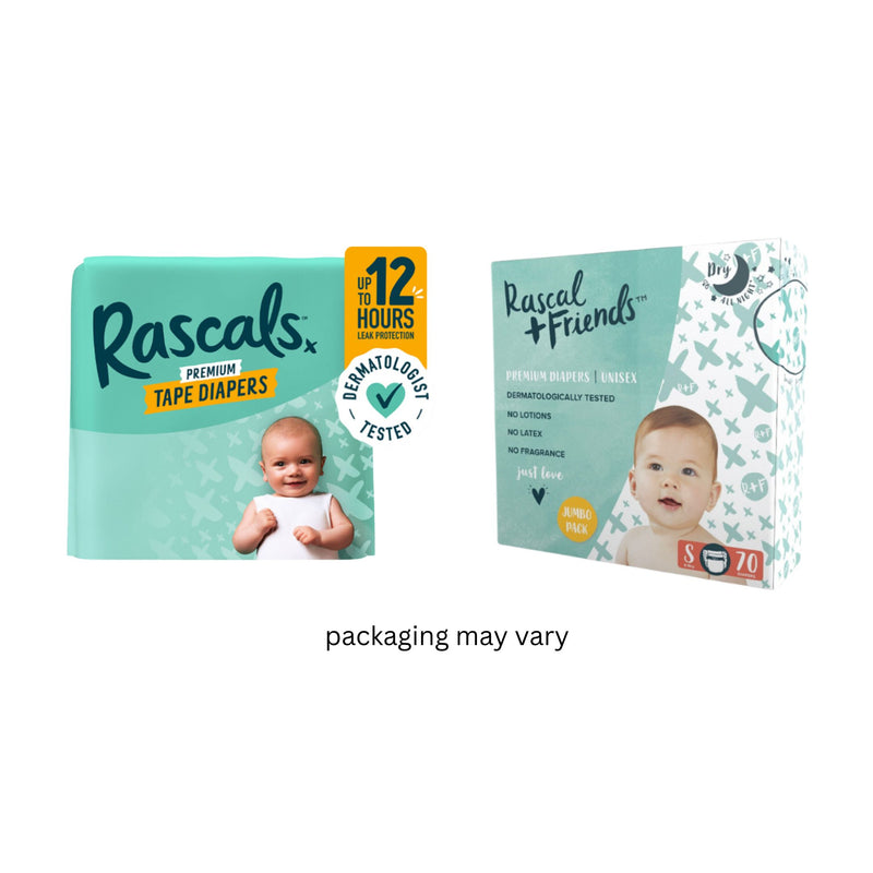 Rascal + Friends Diapers Tape Jumbo Pack - Small, 70 pads (Pre-order)