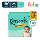 Rascals Diapers Tape Jumbo Box - Medium,  180 pads