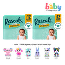 Rascals Diaper Tape Medium 60 Pads Jumbo Pack Bundle (2 Packs) + FREE 1 Mystery Zuru Coco Cones