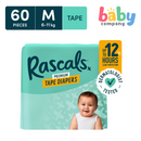 Rascals Diapers Tape Jumbo Pack - Medium, 60 pads
