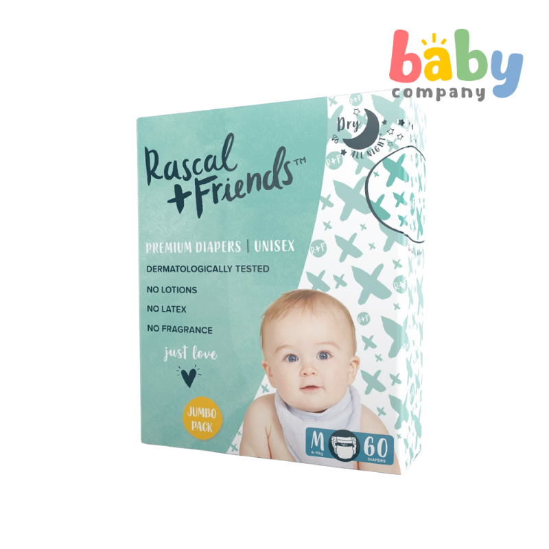 Rascal + Friends Diapers Tape Jumbo Pack - Medium, 60 pads