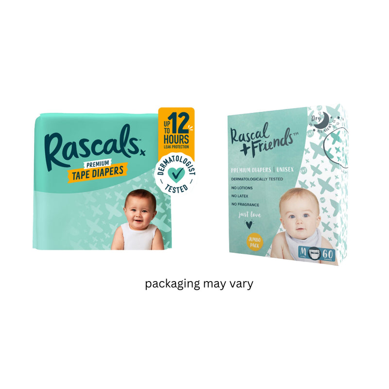 Rascal + Friends Diapers Tape Jumbo Pack - Medium, 60 pads