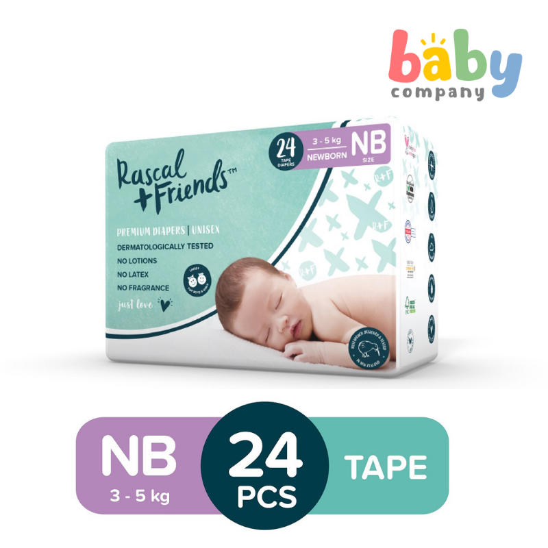 Rascal + Friends Tape Diaper Convenience Pack - Newborn, 24 Pads