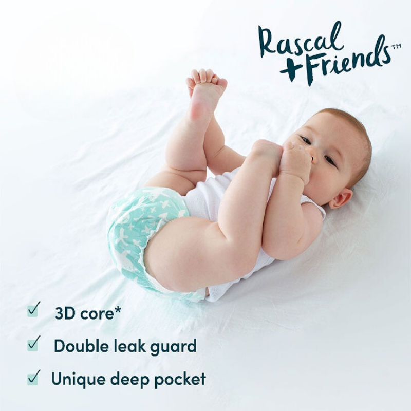 Rascal + Friends Diapers Tape, Convenience Pack - Small, 22 pads