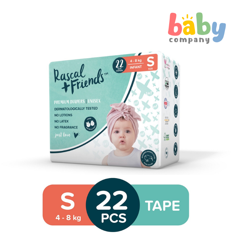 Rascal + Friends Diapers Tape, Convenience Pack - Small, 22 pads