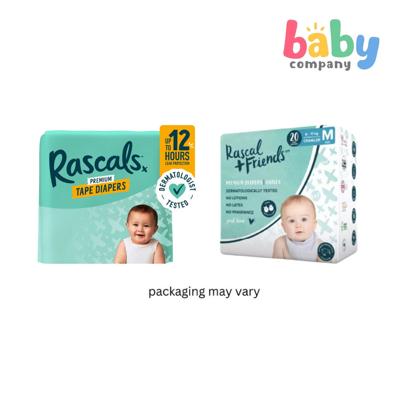 Rascal + Friends Diapers Tape, Convenience Pack - Medium, 20 pads