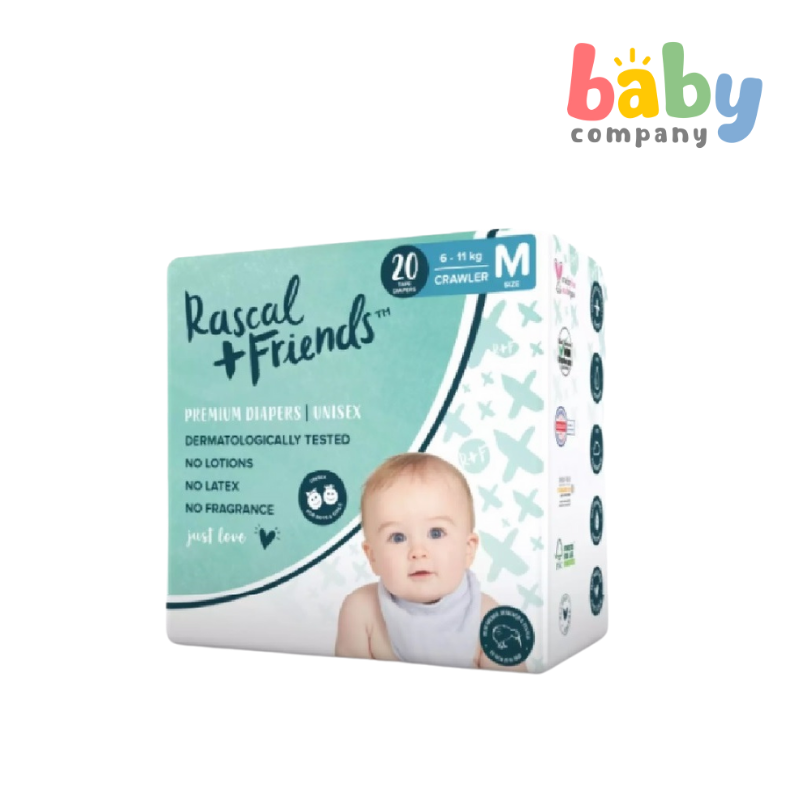 Rascal + Friends Diapers Tape, Convenience Pack - Medium, 20 pads