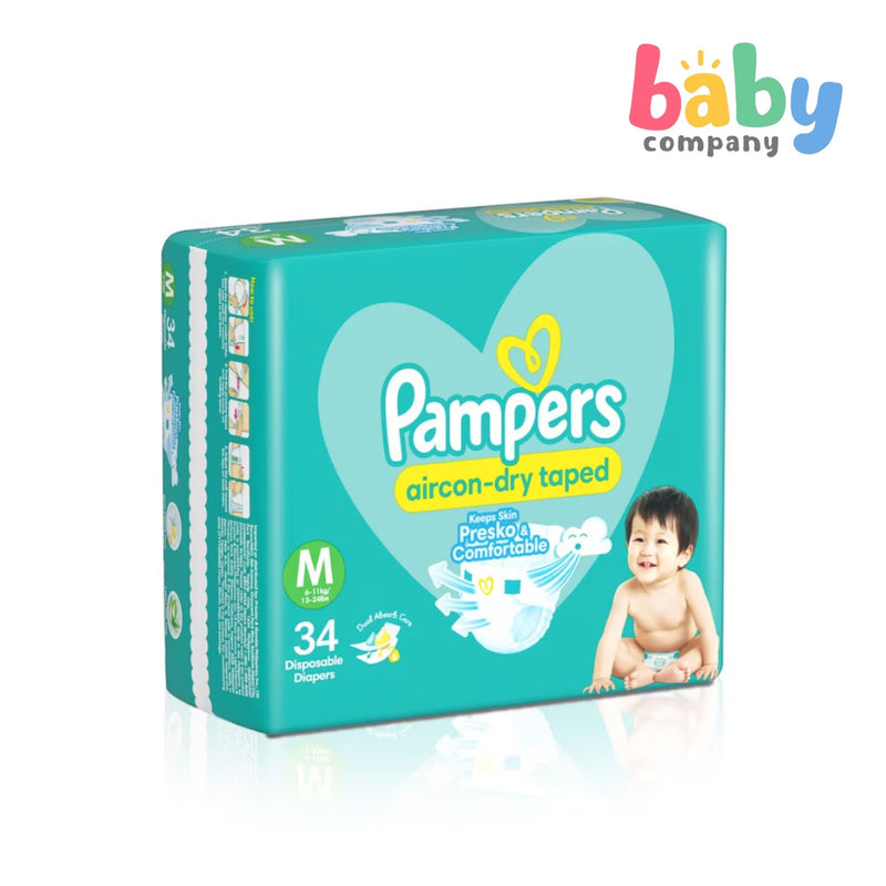 Pampers Aircon Dry Taped Diapers Jumbo Pack - Medium 34s