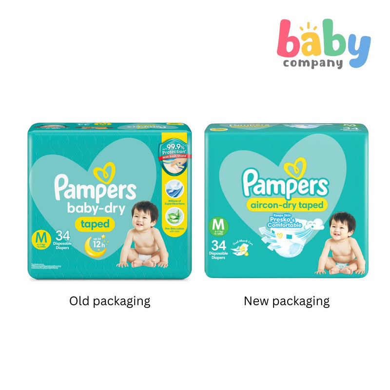 Pampers Aircon Dry Taped Diapers Jumbo Pack - Medium 34s