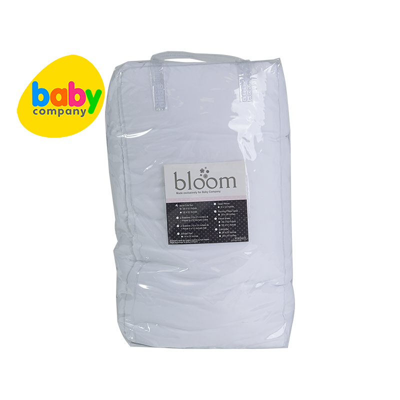 Bloom 28x41 5pc Cribset - White with Gray Piping