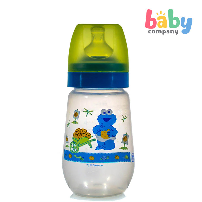 Sesame Beginnings 9 oz Wide-neck Feeding Bottle with Free Wide Neck Silicone Nipples 2 pc Fast Flow