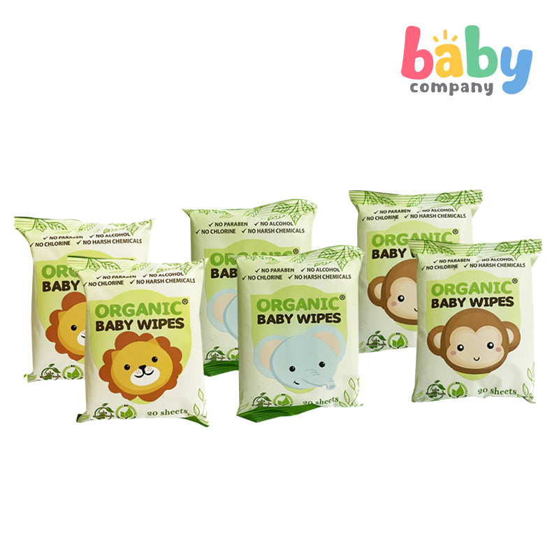 Organic Baby Wipes 20 Sheets - Pack of 6