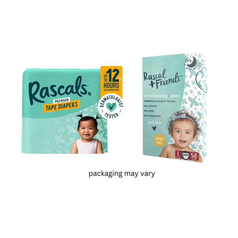 Rascal + Friends Diapers Tape Jumbo Pack - Large,  50 pads