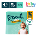 Rascals Diapers Tape Jumbo Pack - XL, 44 pads