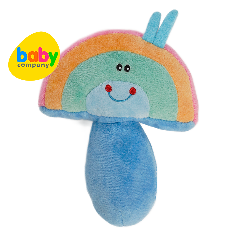 Playsmart Vertical Handle Plush Rattle Toy - Blue Rainbow