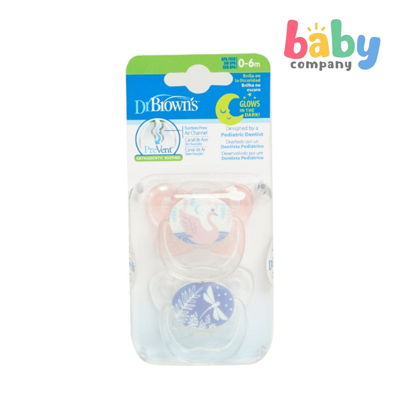 Dr. Brown's PreVent Orthodontic Baby Pacifier, 2-Pack, Pink